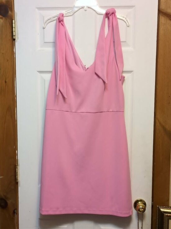 BCBGeneration Dresses & Skirts - BCBGeneration Pink Tie Sleeve Minidress Size 14 New Adjustable Bow Knot Halter
